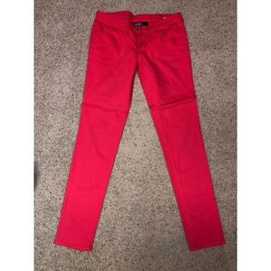Coral-colored Skinny Jeans